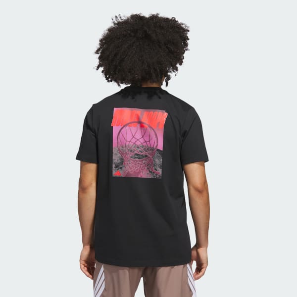 Schwarz adidas Hoops Grafik T-Shirt