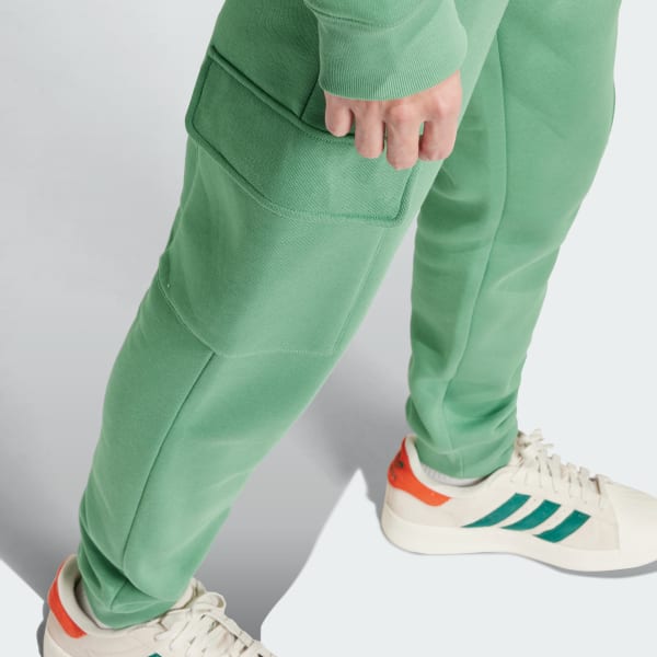 adidas Green Corduroy Zipper Cargo Pants for Men