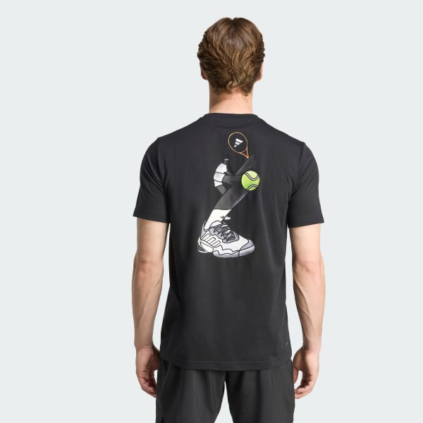 ブラック テニス グラフィック 半袖Tシャツ