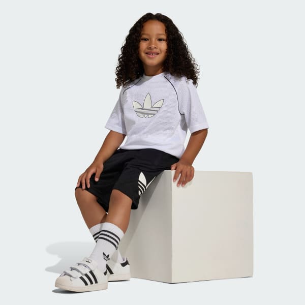 Blanco CONJUNTO DE POLO Y SHORTS HOLGADOS DE MALLA