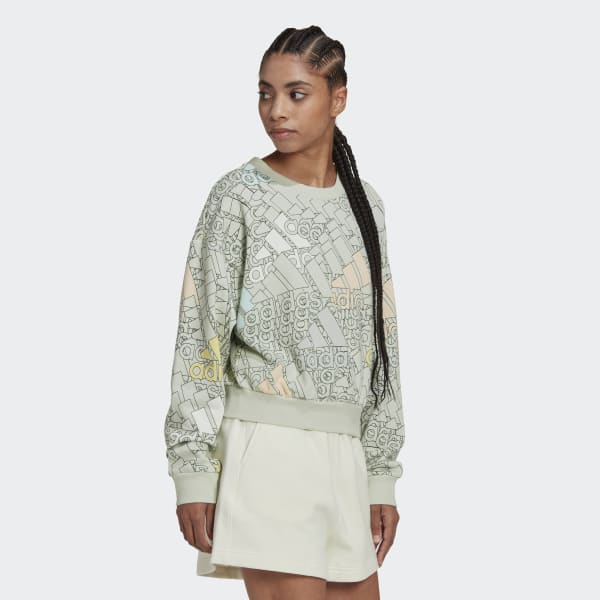 zelená Mikina Essentials Multi-Colored Logo Crop Y7746