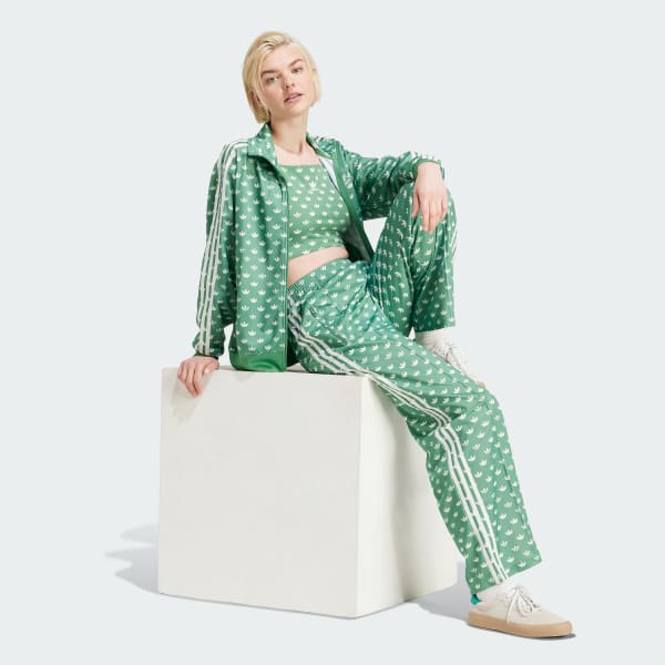 adidas Adicolor Firebird Monogram Track Pants - Green | Free