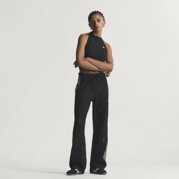 adidas KNITTED CROCHET FIREBIRD TRACK PANTS - Black | Free