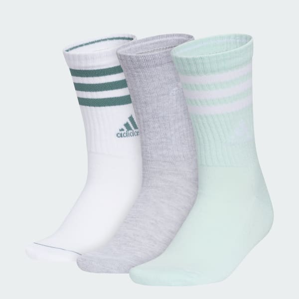 adidas Cushioned 3-Stripes Crew Socks 3-Pack - White | Free