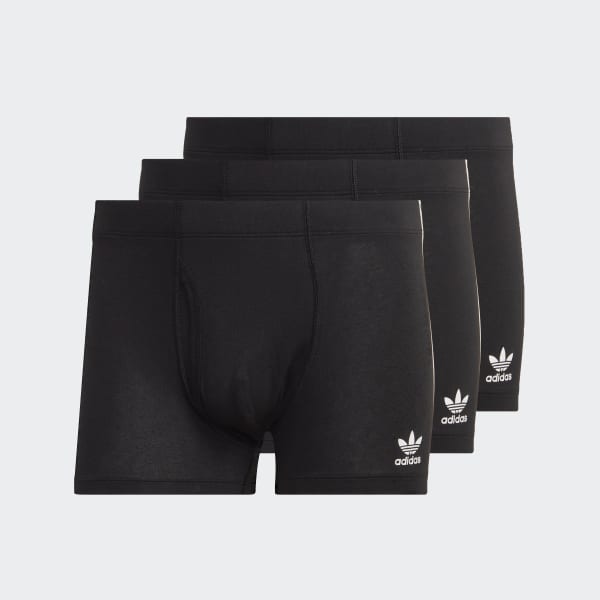 adidas Comfort Flex Cotton 3-Stripes Trunk Briefs (3 pairs) - Black