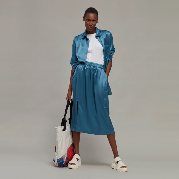 Blue Y-3 Tech Silk Long-sleeve Top