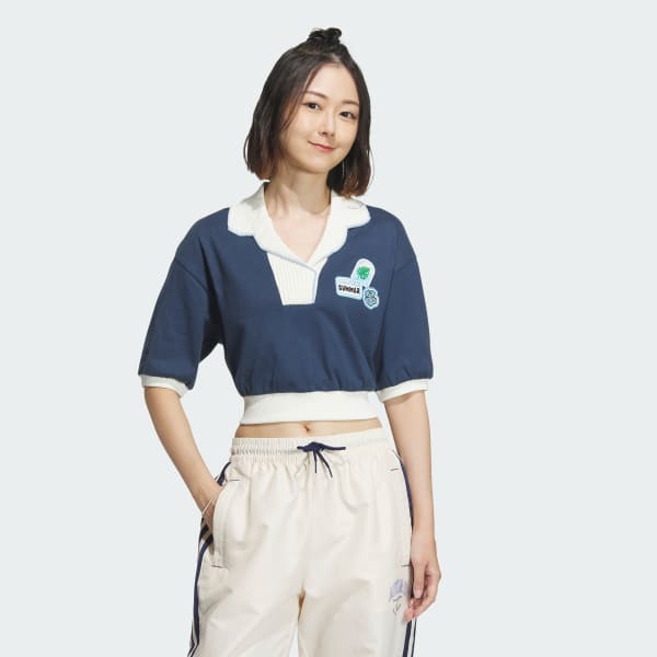 สีขาว เสื้อโปโลแขนสั้น Summer Holiday Graphic Play