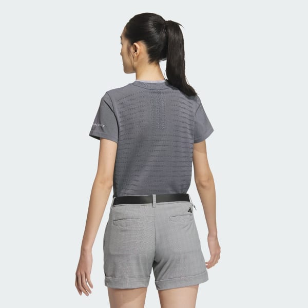 Đen Áo Ngắn Tay Cổ Đứng Không Đường May Primeknit