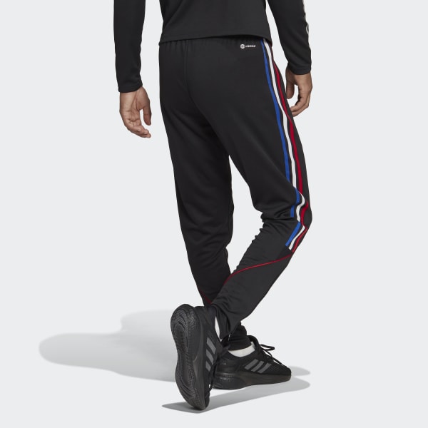 Mens Black Leather Sports Jogging Trousers With Double Red Stripes – South  Beach Leather