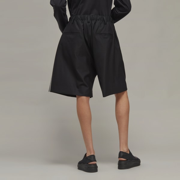 Schwarz Y-3 3-Streifen Refined Wool Tailored Shorts