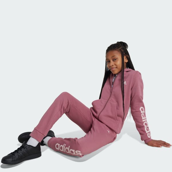 ruzová Essentials Linear Logo Full-Zip Hoodie