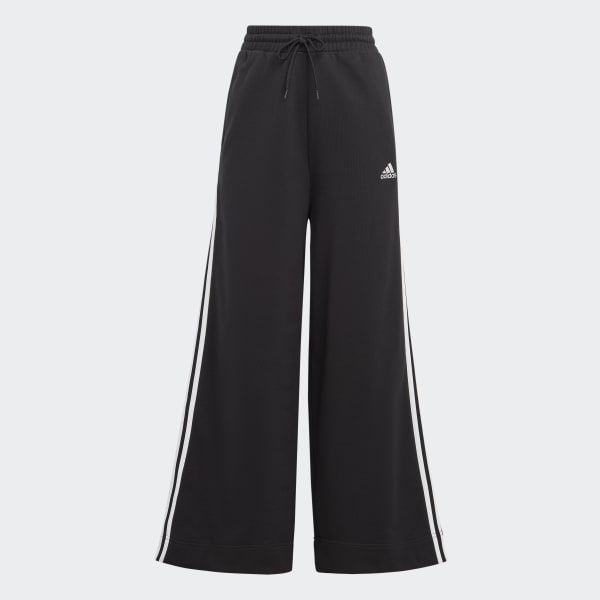 Svart Essentials 3-Stripes French Terry Wide Pants