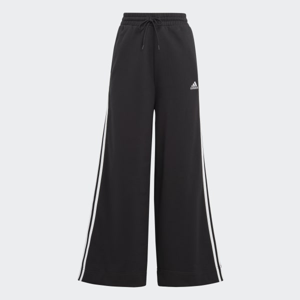 Negro Pantalón Essentials 3 Tiras Tela French Terry Piernas Anchas
