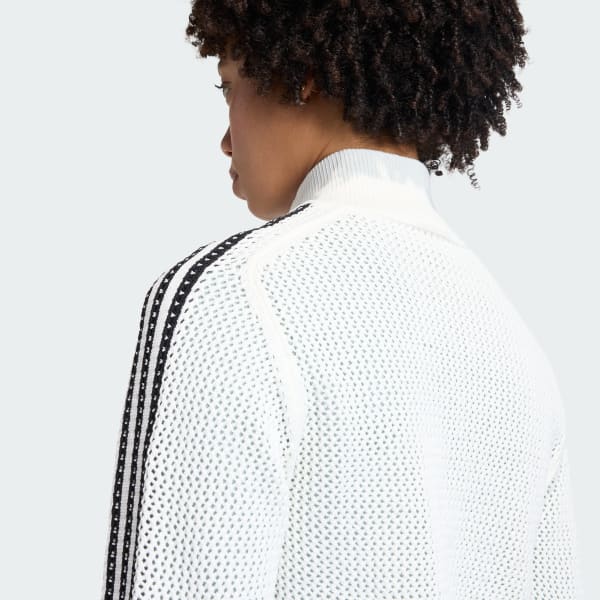 adidas KNITTED CROCHET FIREBIRD TRACK TOP - White | Free Shipping