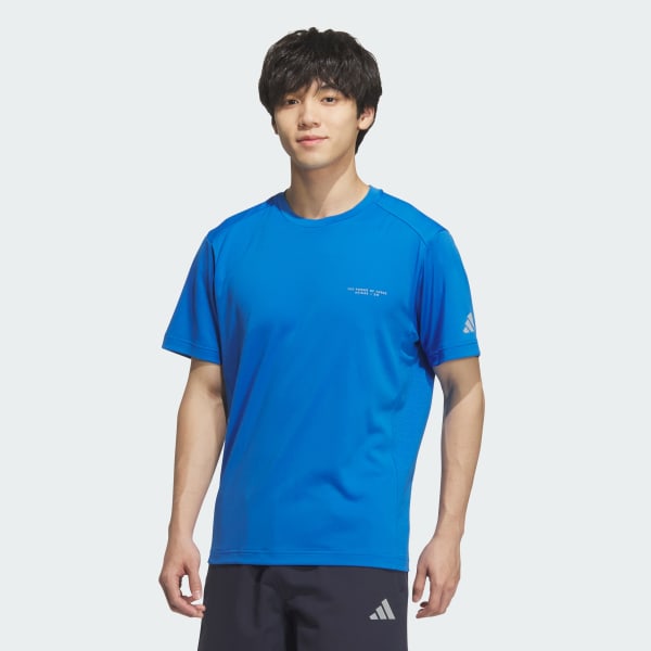 ブルー アディダスアダプテーション レギュラーフィット 半袖Tシャツ
