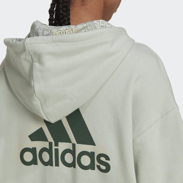 Zielony Essentials Multi-Colored Logo Full-Zip Loose Fit Hoodie SX119