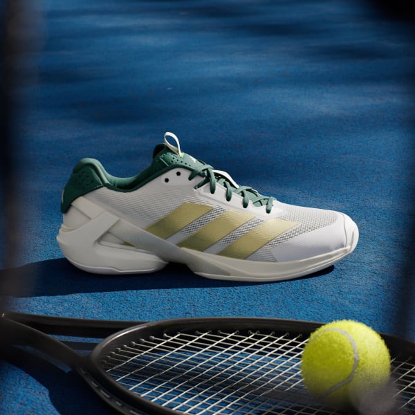 White Adizero Ubersonic 5 Tennis Shoes