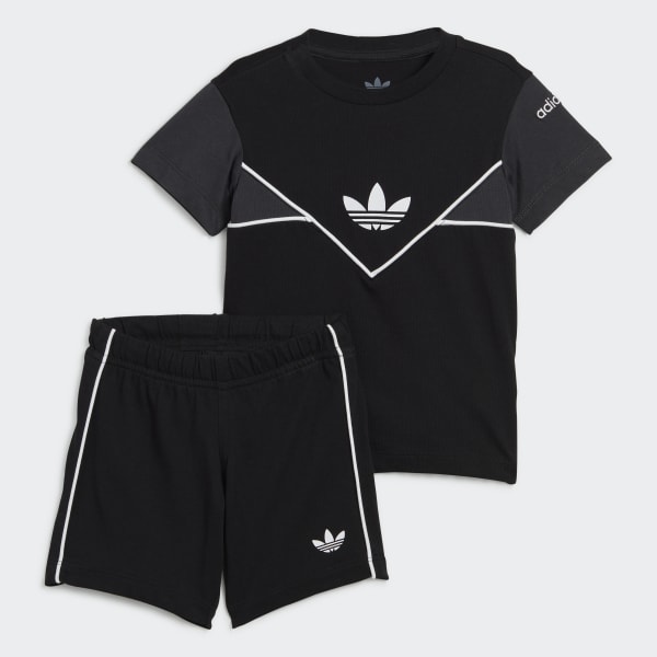 Zwart Adicolor Short en T-shirt Setje