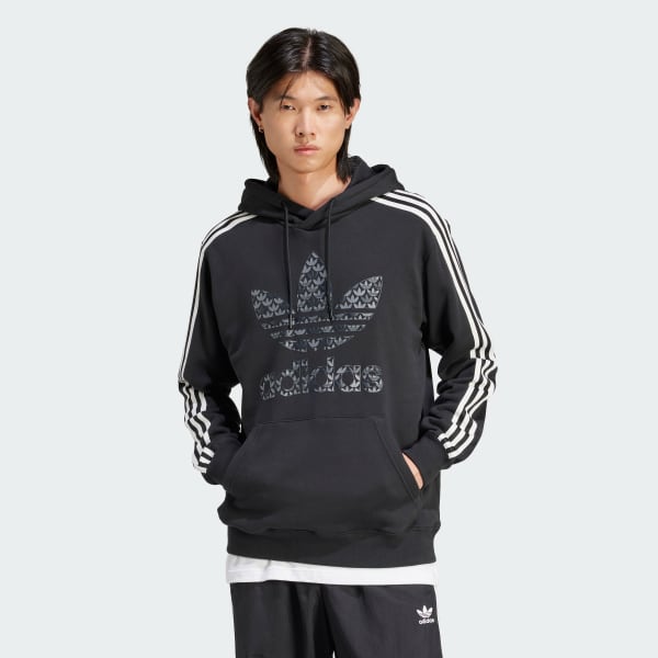 Negro Buzo con Capucha Estampado Classic Mono