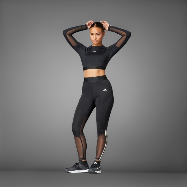 Svart Hyperglam Training Cropped Long Sleeve T-skjorte