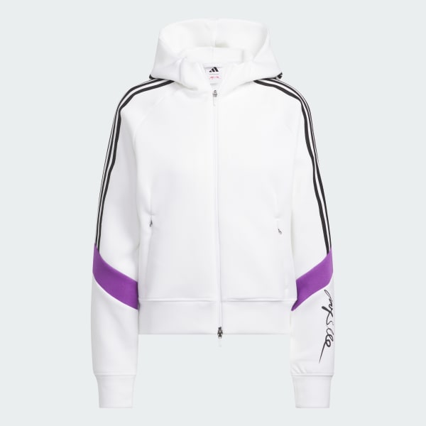 Adidas hoodie white stripes sales