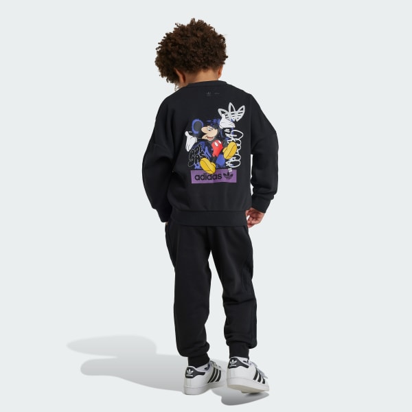 adidas × Disney ミッキーマウス クルーネックセットアップ キッズ - ブラック | アディダス ジャパン