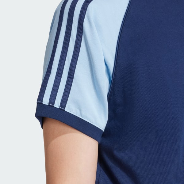 Adidas originals retro 3 stripes t shirt sky blue best sale