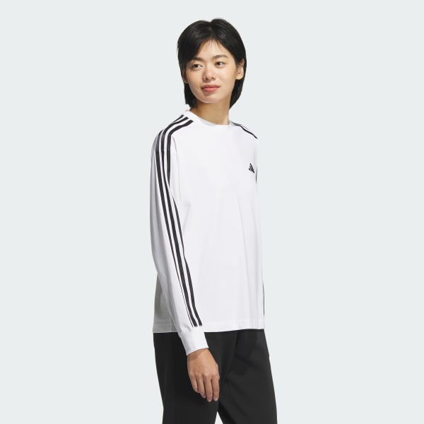 ホワイト エッセンシャルズ プラス スリーストライプス 長袖Tシャツ