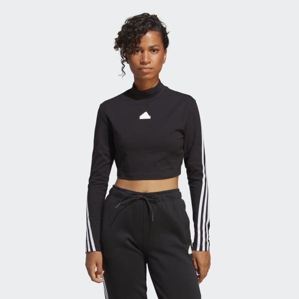 adidas Future Icons 3 Stripes Mock Neck Top Black adidas