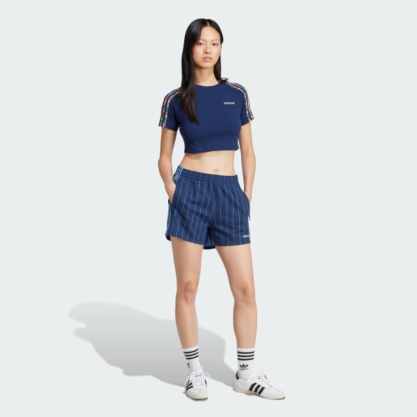 ブルー adidas × Liberty London スリーストライプス インフィル 半袖ベビーTシャツ