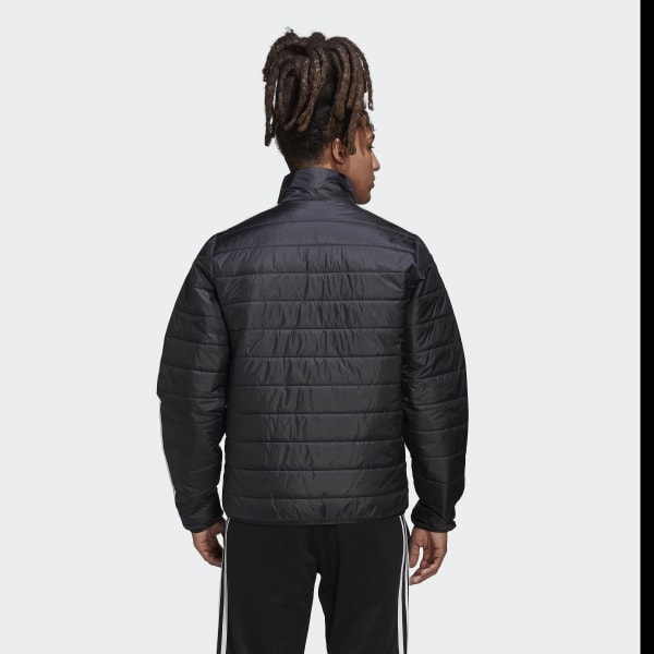 Negro Campera Acolchada Stand Collar Puffer