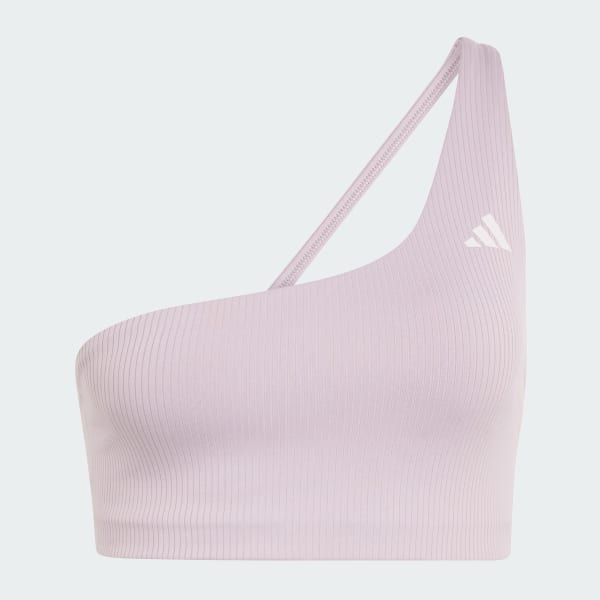Purple Optime Workout Rib One Shoulder Light Support Bra