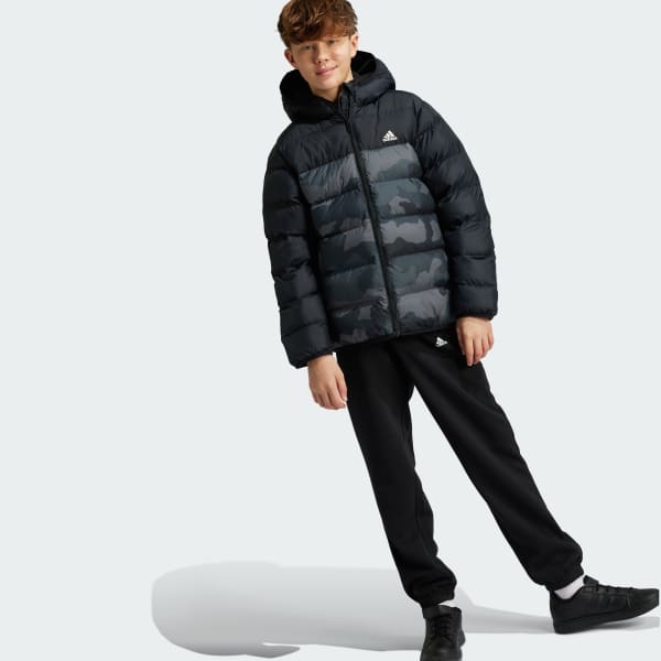 Black Synthetic Down Allover Print Jacket