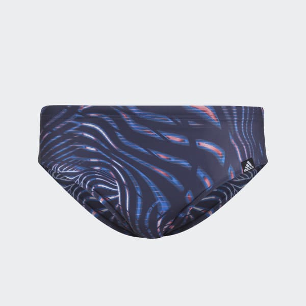 Blue Graphic Souleaf 3-Stripes Swim Trunks CX516