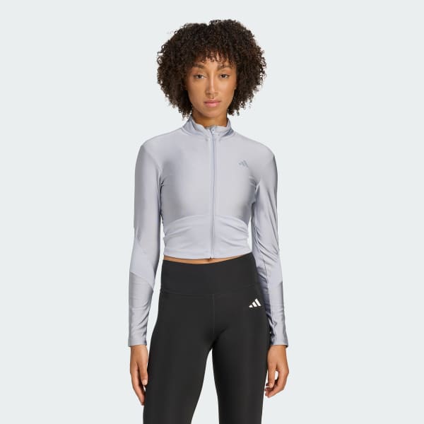 Grijs Hyperglam Shine Full-Zip Cover-Up