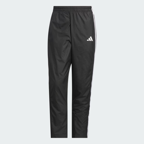 ブラック スリーストライプス ルーズフィット 起毛トリコット裏地付き フルレングス オープンヘム ウィンドパンツ