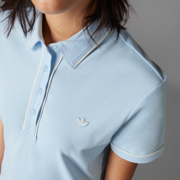 adidas Originals Twistknit Trefoil Polo Shirt - Blue | Free