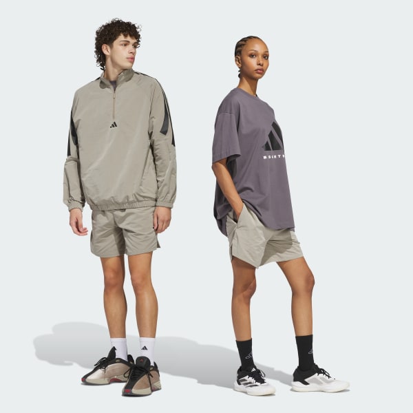 Beige adidas Basketball Woven Shorts (Gender Neutral)