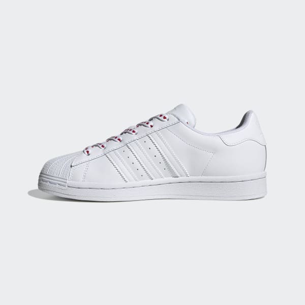 adidas originals superstar trainers with heart print in white