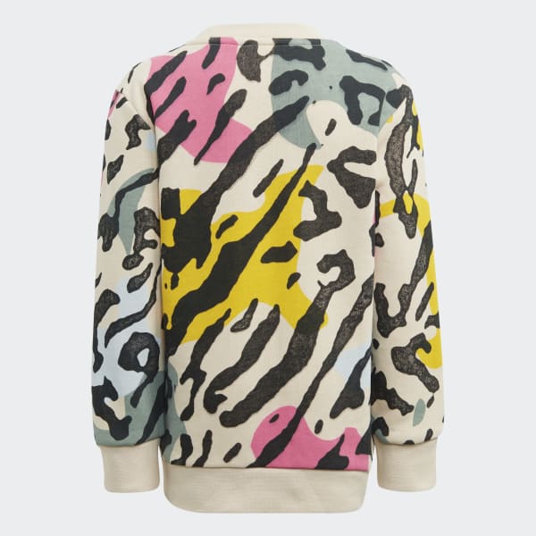 Beige Animal Print Crew sæt