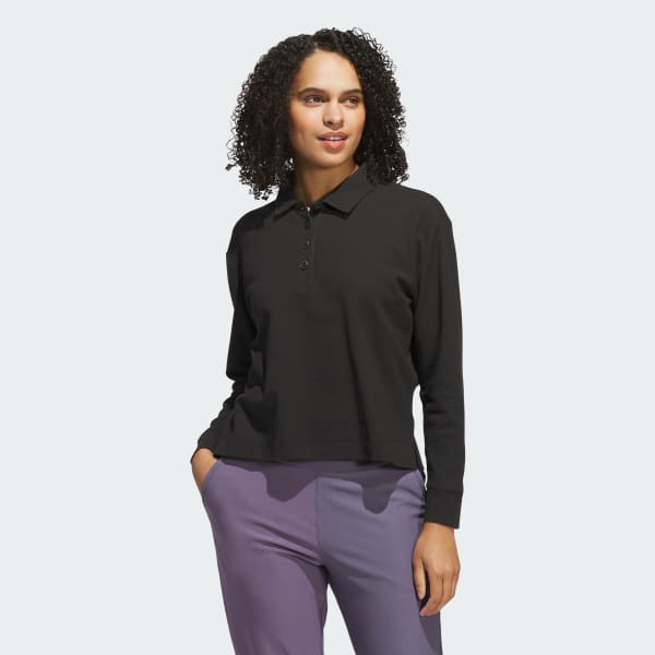 Negro Beyond The Course Long Sleeve Loose Polo Shirt