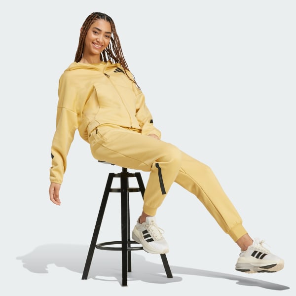 bézová Mikina s kapucňou adidas Z.N.E. Full-Zip