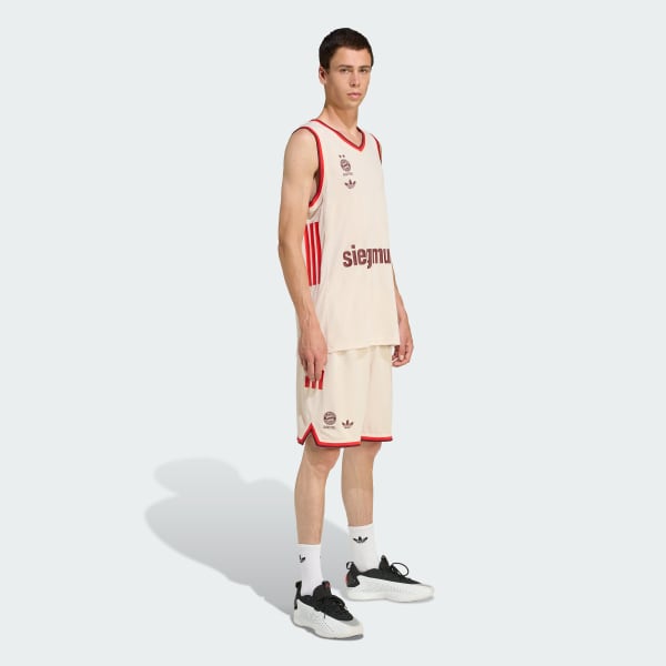 Beige FC Bayern München Basketball Auswärtsshorts