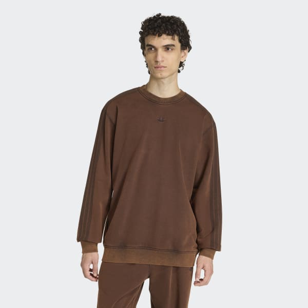 adidas Premium Essentials Retro Washed Crew Sweatshirt - Brown