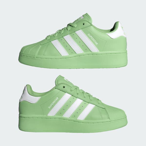 green adidas superstar trainers