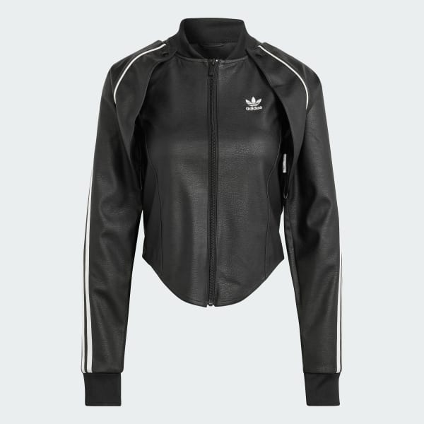 Black Faux Leather SST Versatile Track Jacket