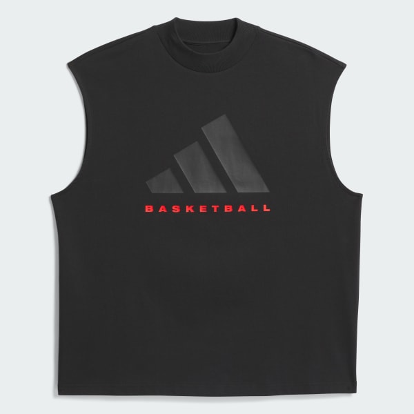 สีดำ เสื้อยืดแขนกุด adidas Basketball