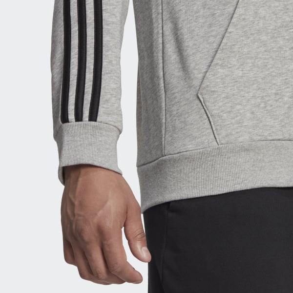 adidas Essentials French Terry 3-Stripes Full-Zip Hoodie - Grey | Men's ...