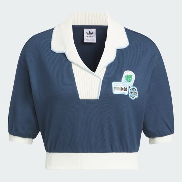 สีขาว เสื้อโปโลแขนสั้น Summer Holiday Graphic Play