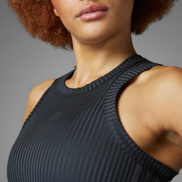 Negro Camiseta sin mangas ajustada All Gym Seasonal Rib 3 Rayas tonales